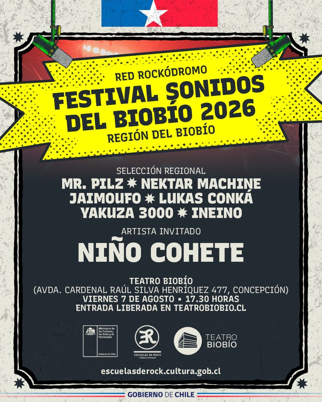 Sonidos del Biobío 2026: Festival gratuito con bandas regionales y Niño Cohete en Concepción