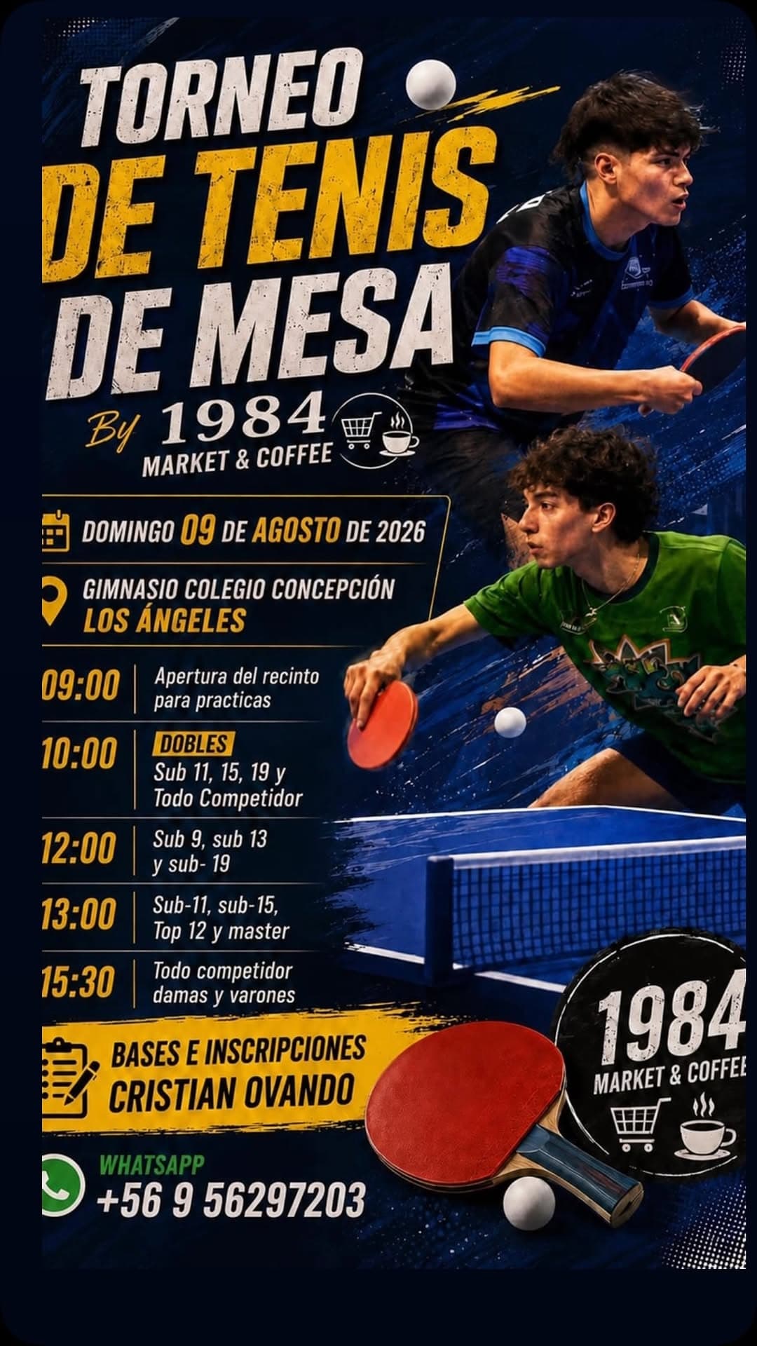 Torneo de Tenis de Mesa by 1984 Market & Coffee se realizará en Los Ángeles