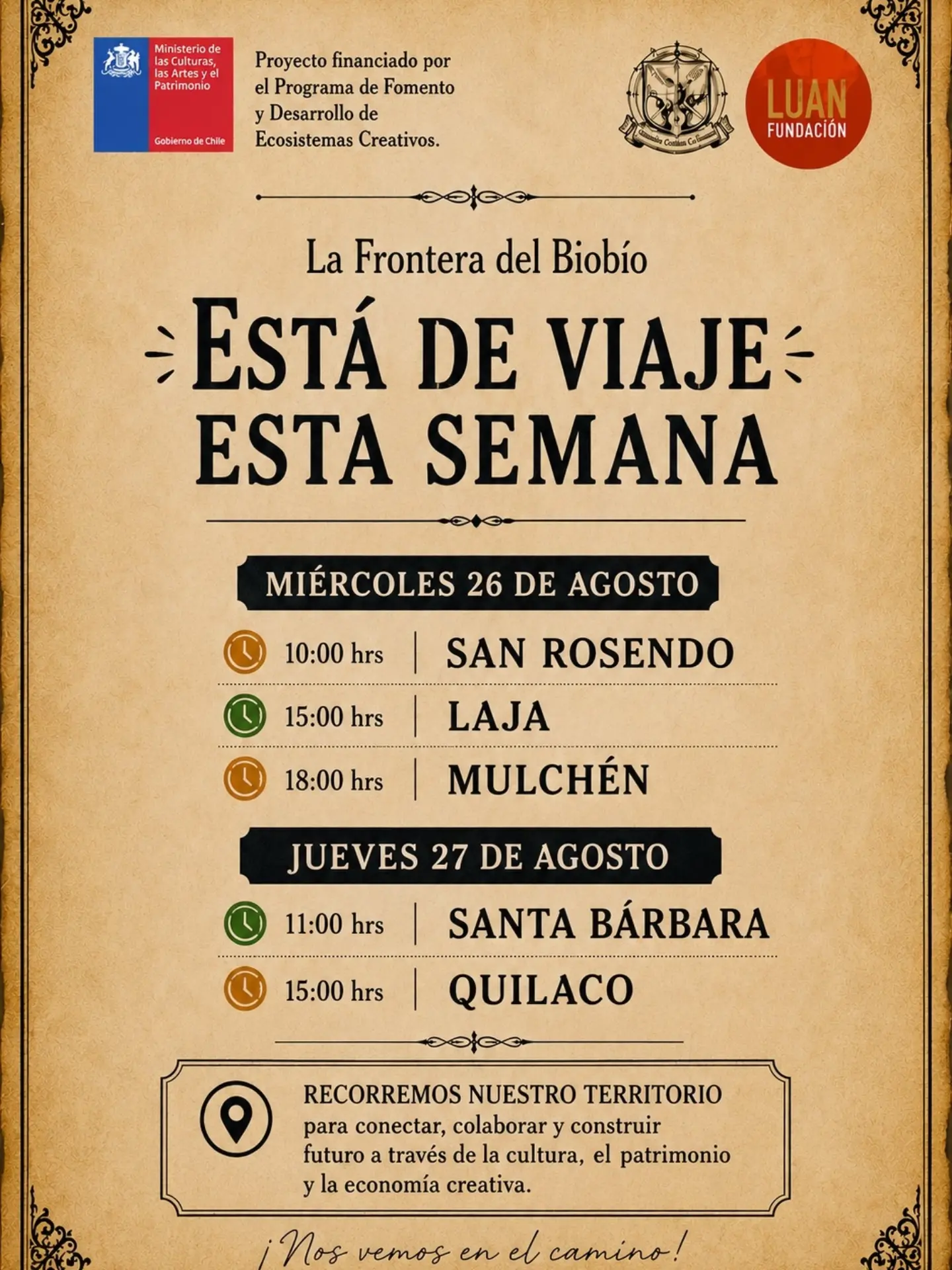 La Frontera del Biobío recorre cinco comunas esta semana con cultura y patrimonio