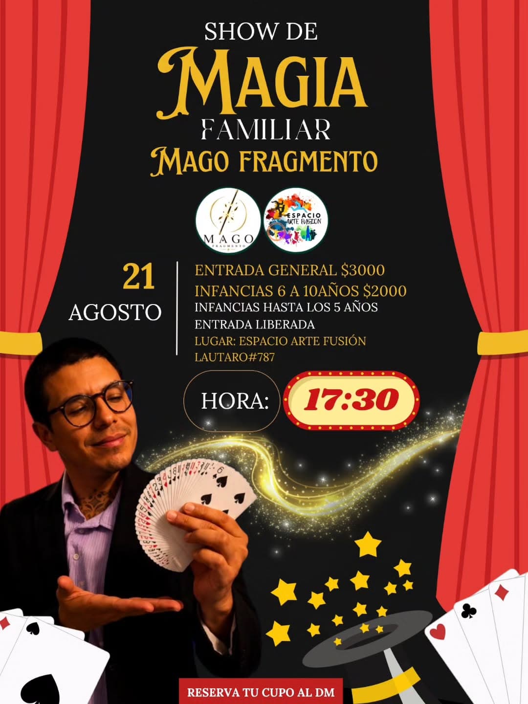 Show de Magia Familiar con Mago Fragmento en Espacio Arte Fusión