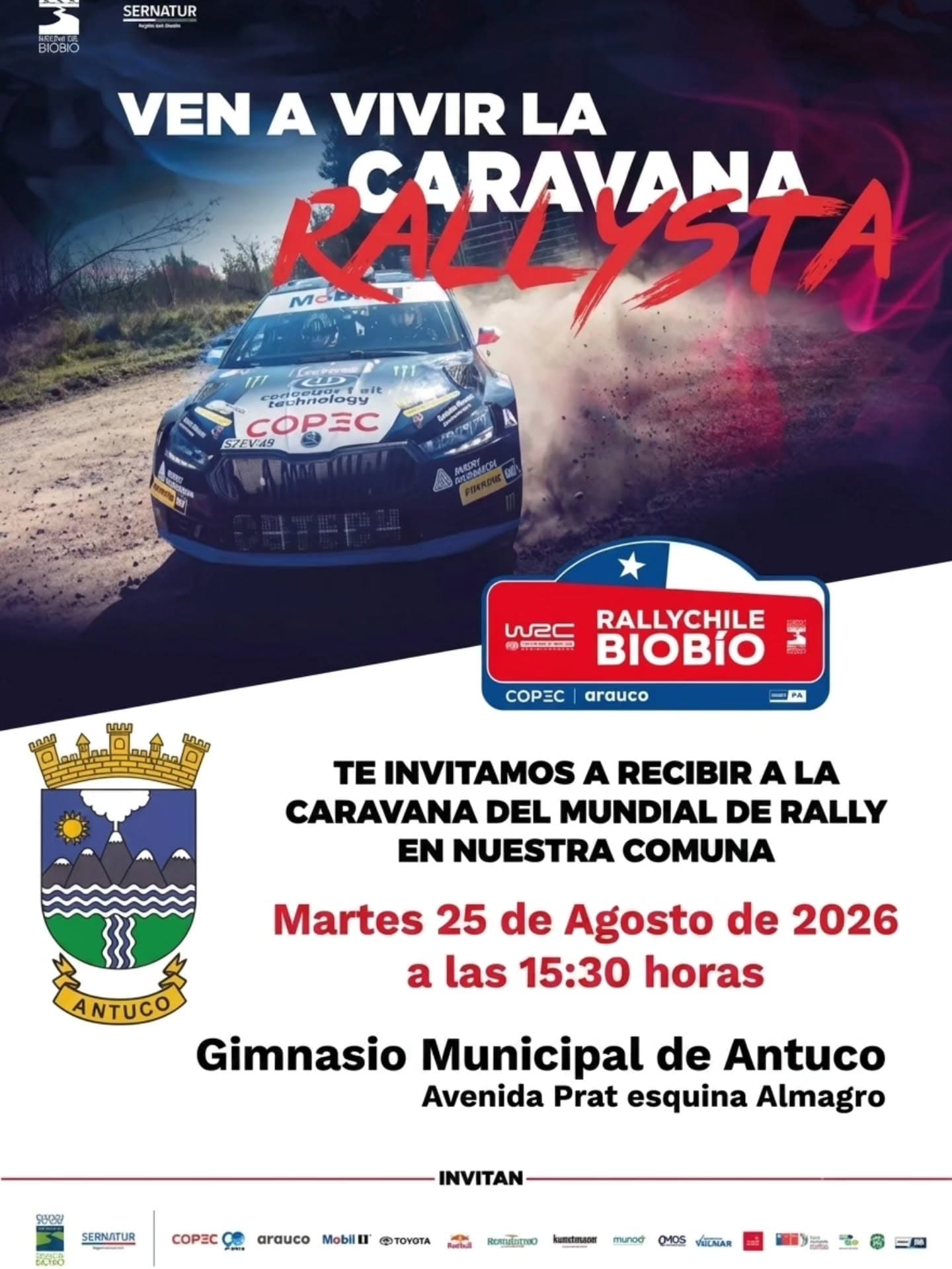 Antuco recibirá la caravana del Rally Chile Biobío 2026