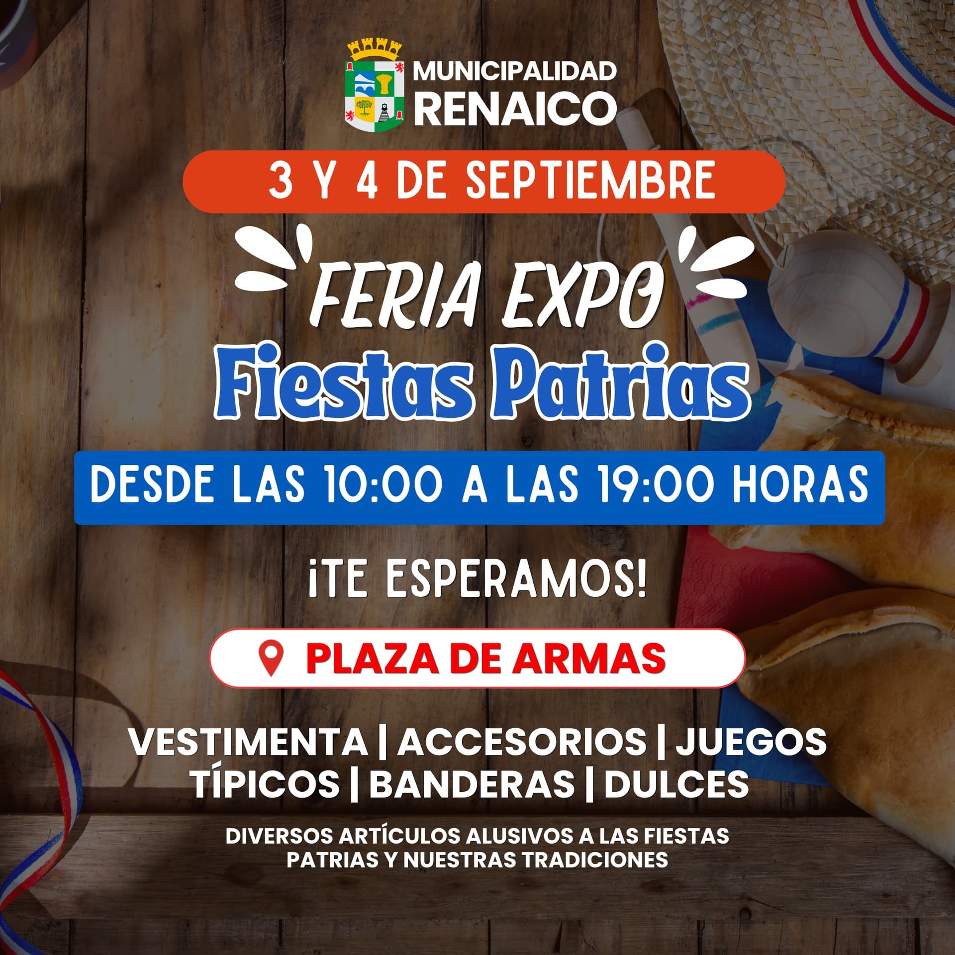 Feria Expo Fiestas Patrias en Renaico: vestimenta, accesorios y artículos típicos