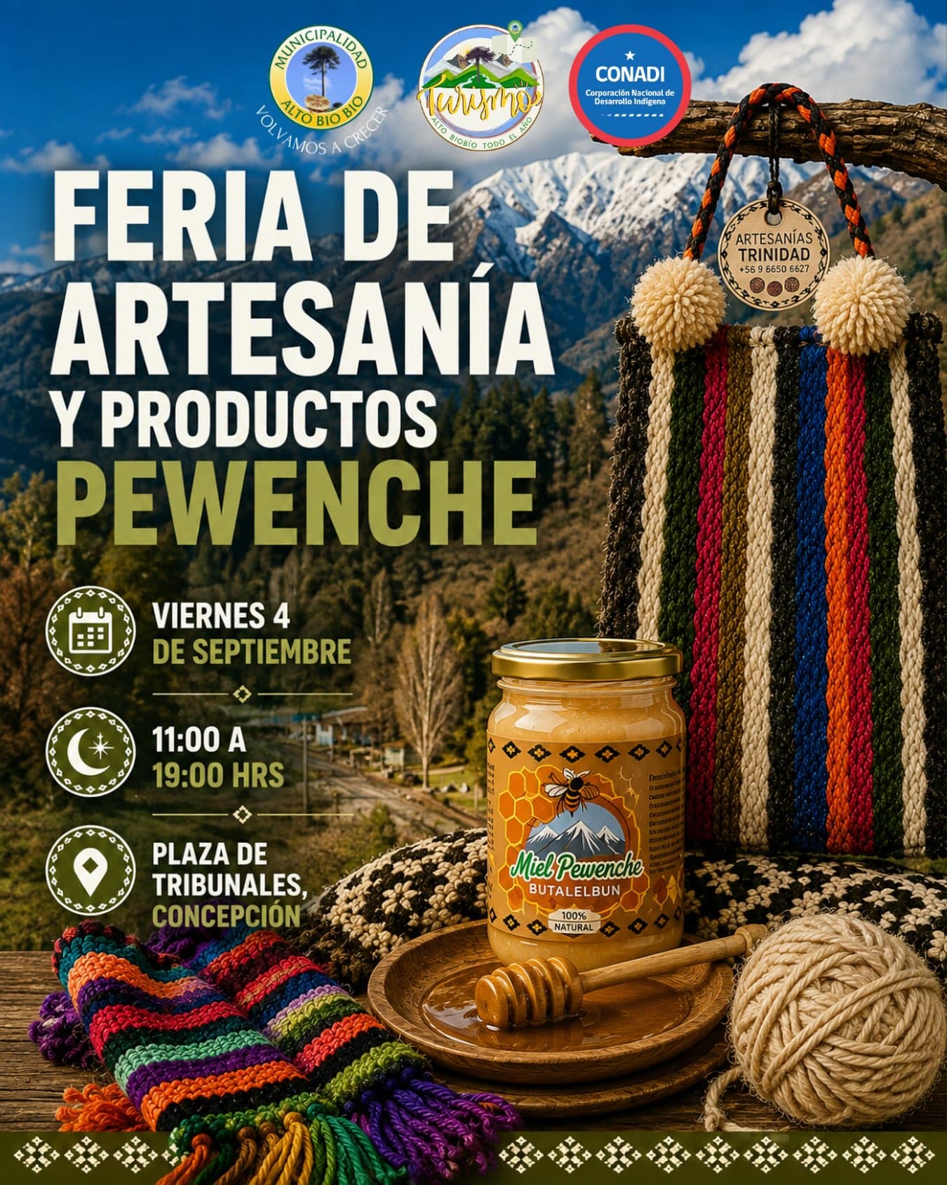 Feria de Artesanía y Productos Pewenche llega a Concepción