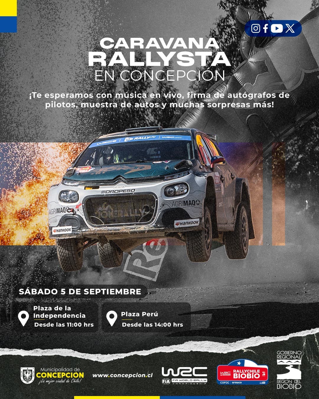 Caravana Rallysta WRC 2026 llega a Concepción con shows musicales y exposición de autos