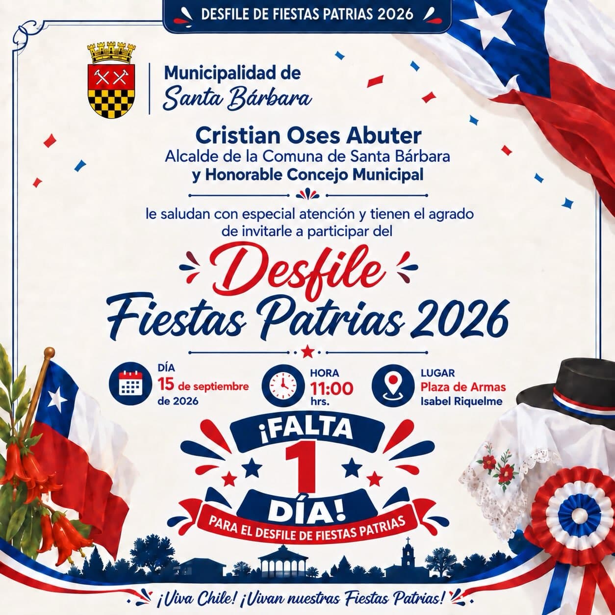 Desfile de Fiestas Patrias 2026 en Santa Bárbara