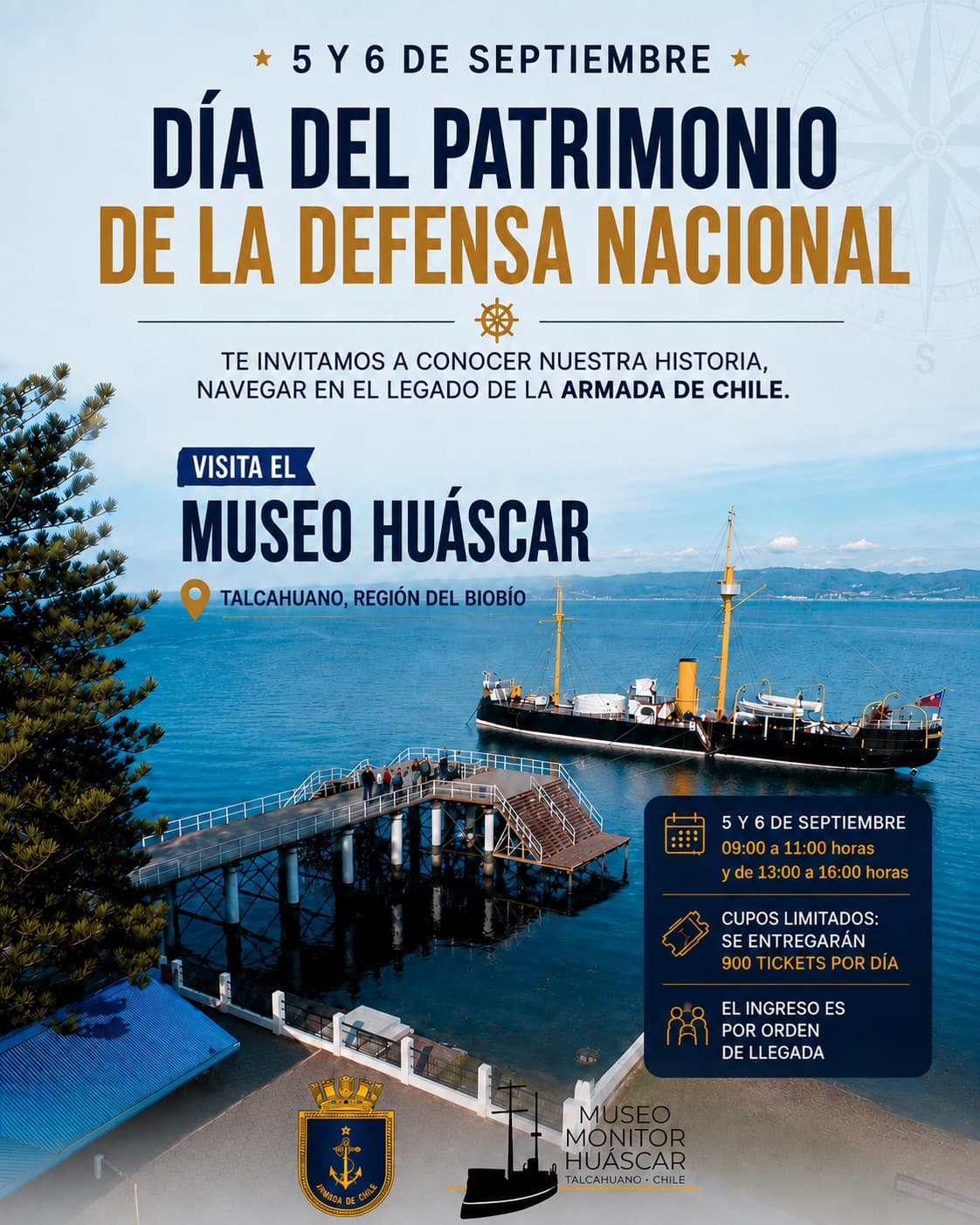Día del Patrimonio de la Defensa Nacional: celebración con visitas a museos y actividades en Talcahuano y Ninhue