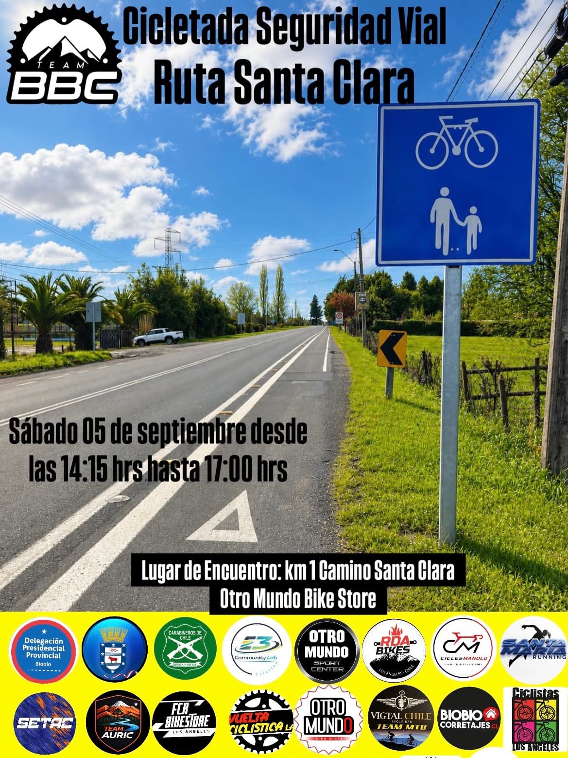Cicletada Seguridad Vial en Ruta Santa Clara: actividad gratuita para ciclistas y runners