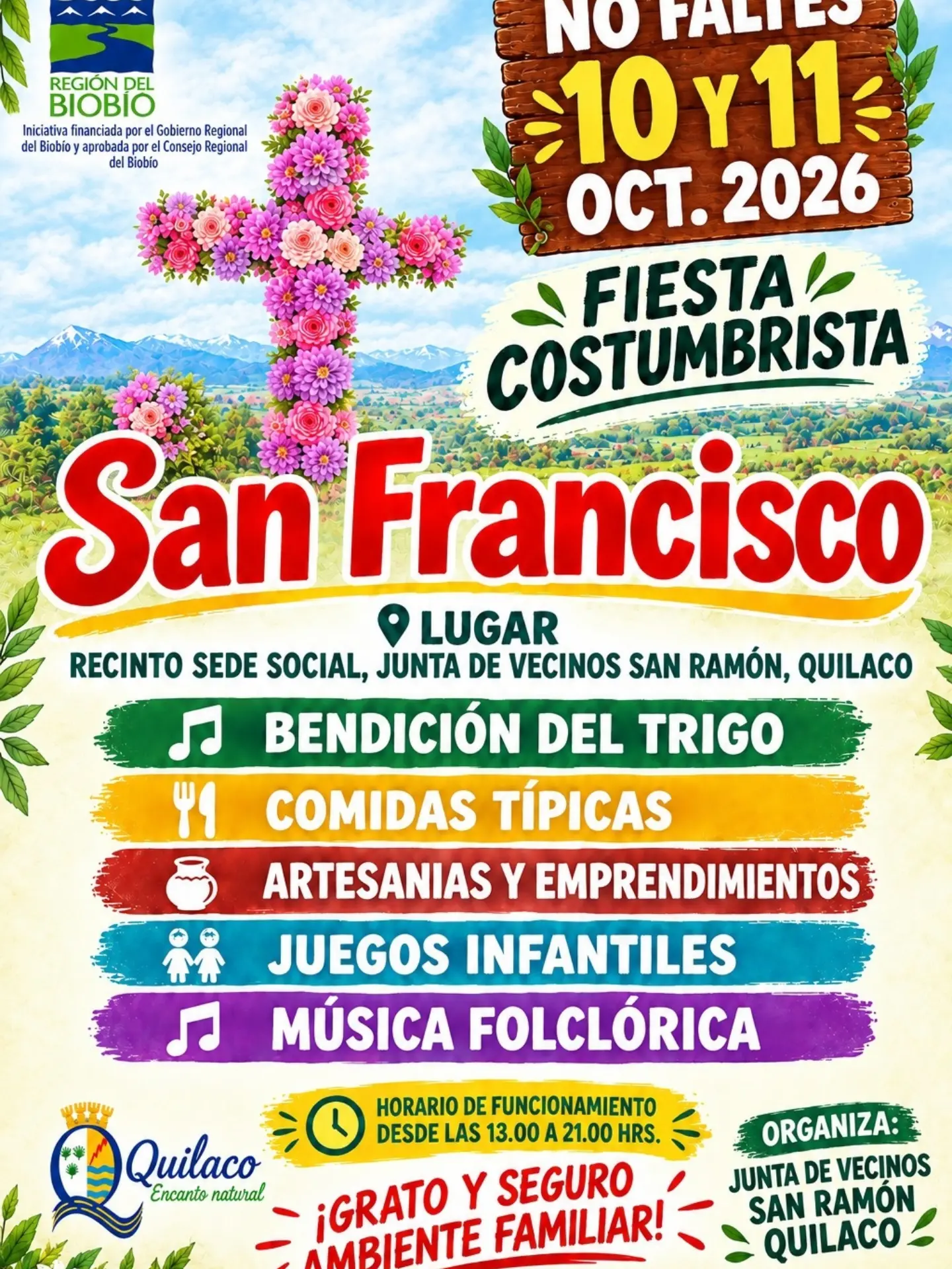 Fiesta Costumbrista San Francisco en Quilaco: tradiciones, comida típica y música folclórica