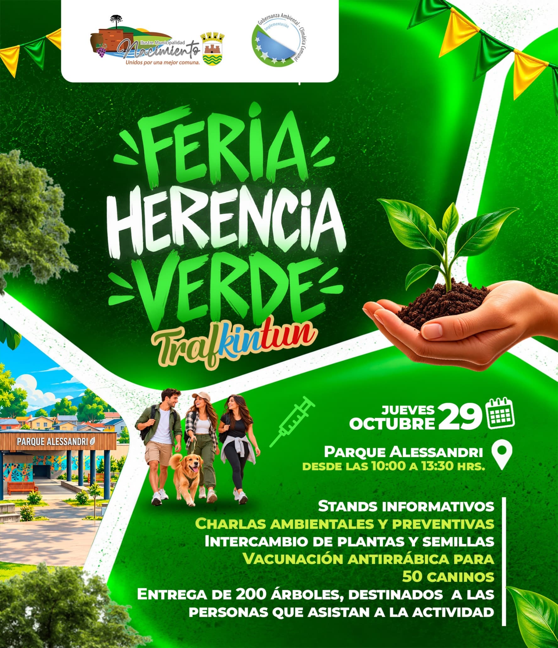 Feria Herencia Verde Trafkintun en Nacimiento: jornada ambiental con entrega de árboles y vacunación canina