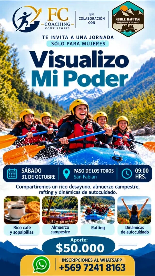 Rafting Sólo Mujeres «Visualizo Mi Poder»: Jornada de Coaching y Aventura en San Fabián