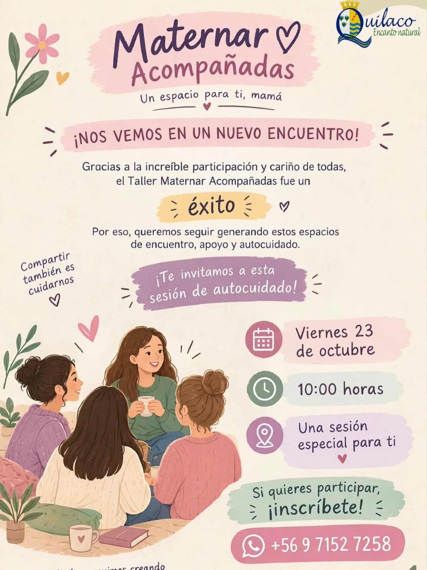 Maternar Acompañadas: Sesión de autocuidado para madres en Quilaco
