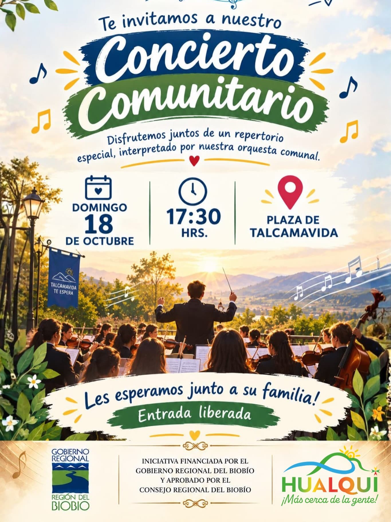 Concierto Comunitario de la Orquesta Comunal de Hualqui en Plaza de Talcamávida