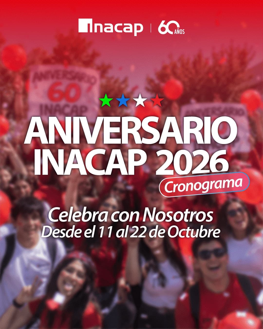 INACAP Los Ángeles celebra su aniversario 2026 con fiesta y actividades del 11 al 22 de octubre