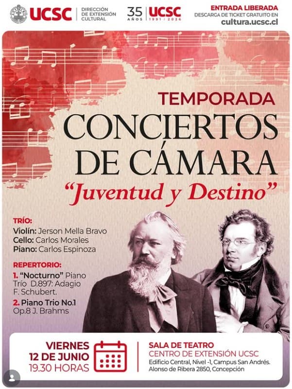 Conciertos de Cámara 2026 con el concierto “Juventud y Destino”