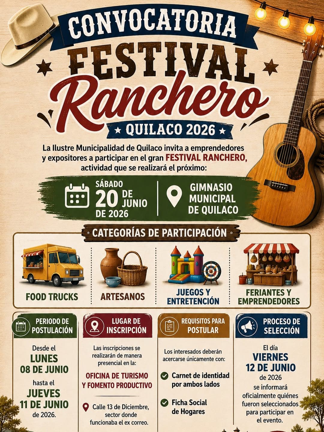 Convocatoria abierta: Festival Ranchero Quilaco 2026 busca emprendedores y artesanos