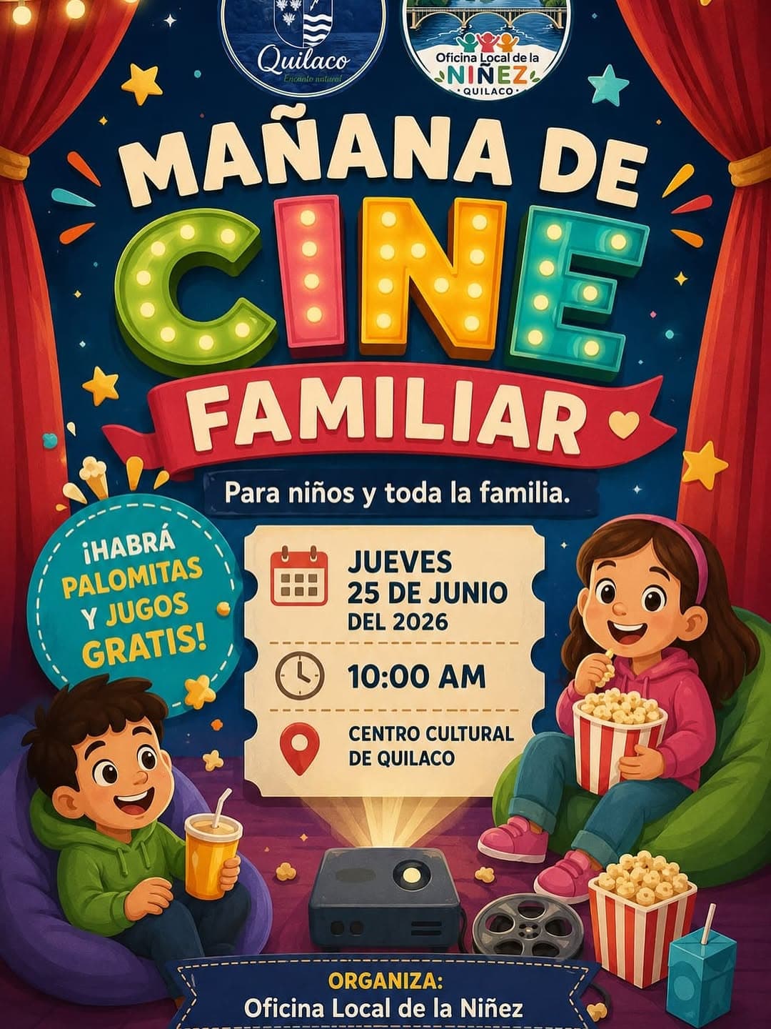 Mañana de Cine Familiar Gratuita en Quilaco: Vacaciones de Invierno 2026