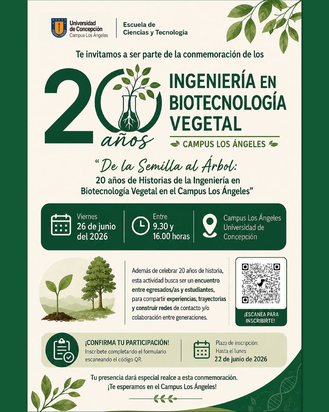 UdeC Los Ángeles celebra 20 años de Ingeniería en Biotecnología Vegetal con jornada especial