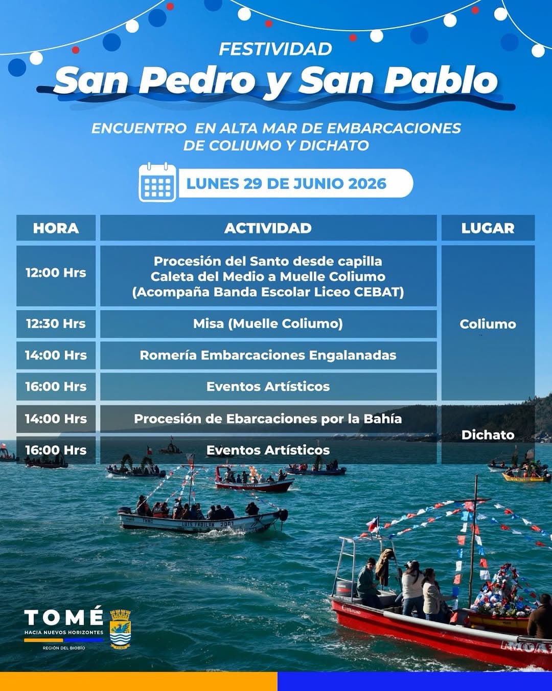 Festividad de San Pedro y San Pablo reúne a Coliumo y Dichato en encuentro marítimo