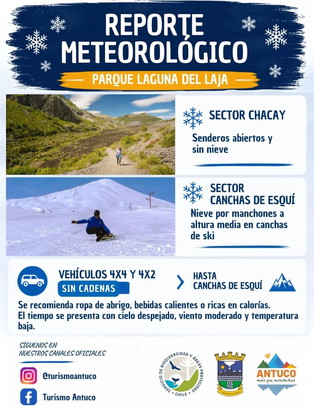 Parque Nacional Laguna del Laja: Reporte Meteorológico Actualizado y Condiciones de Acceso
