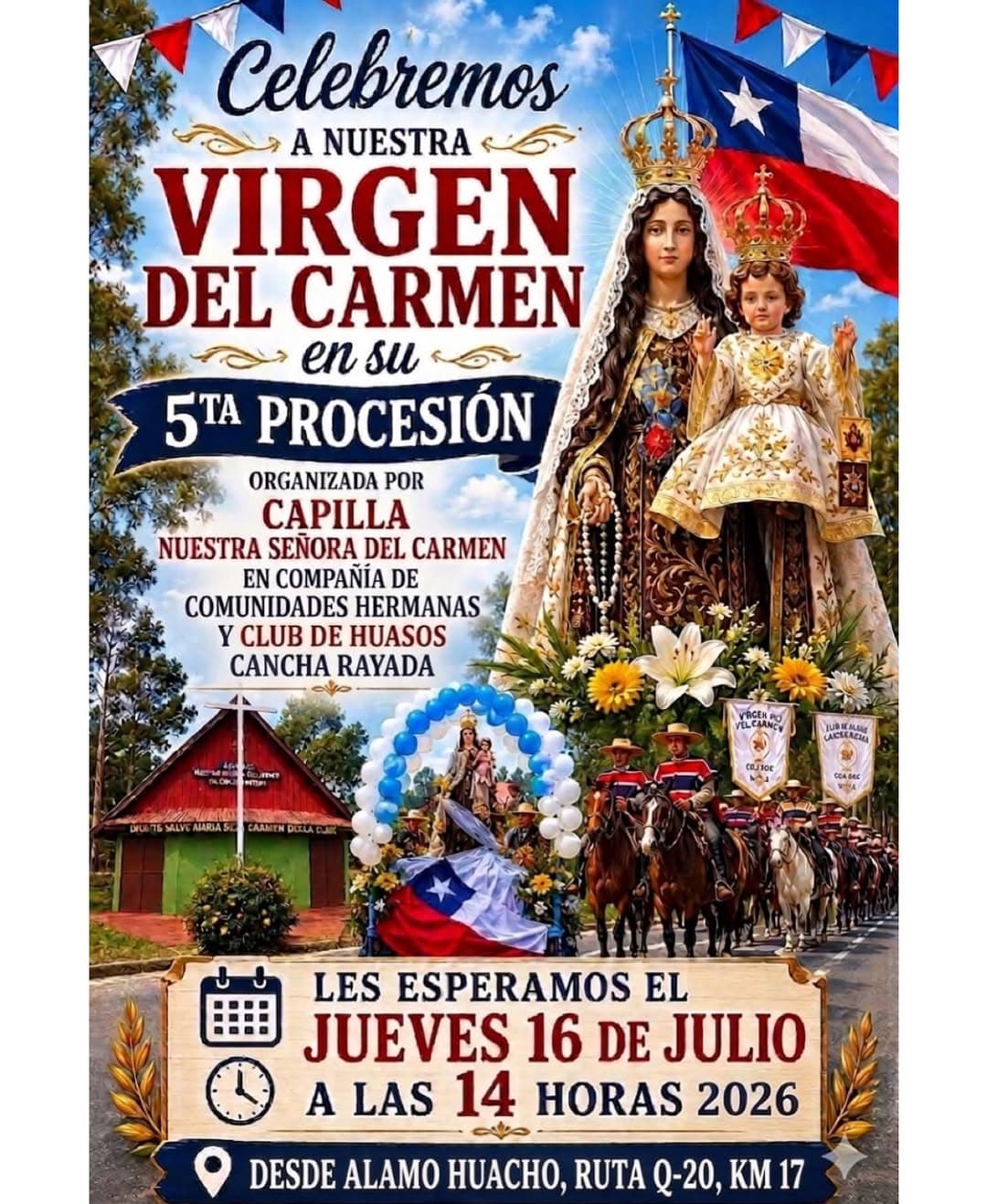 5.ª Procesión en honor a Nuestra Señora del Carmen en Álamo Huacho