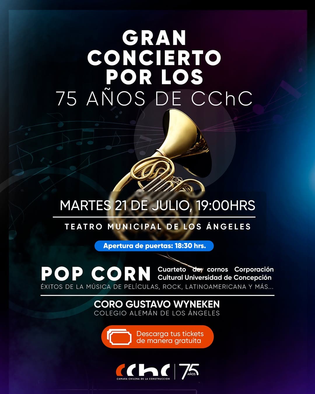 Gran Concierto Gratuito por los 75 Años de la Cámara Chilena de la Construcción