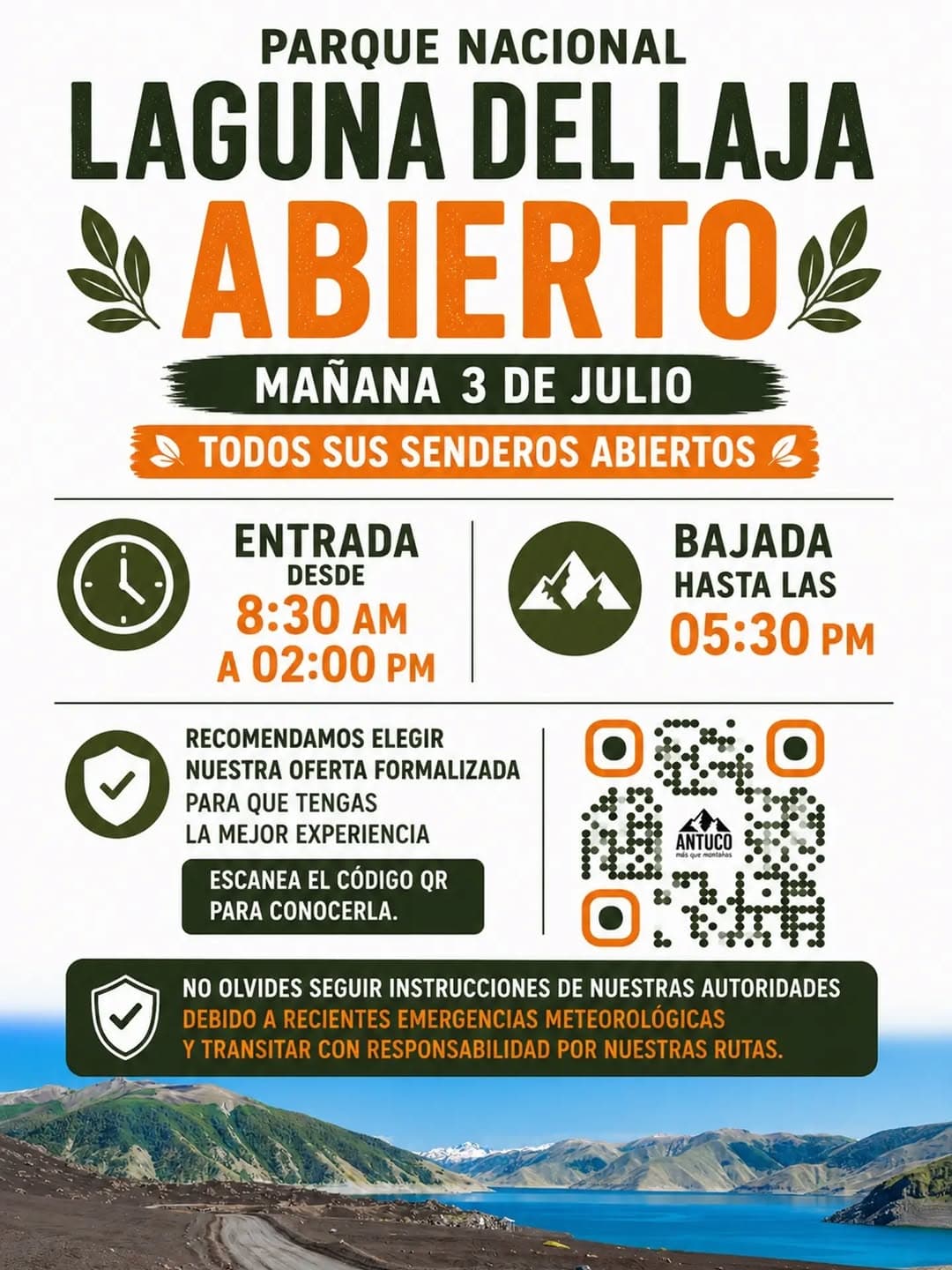 Parque Nacional Laguna del Laja Abierto: Vive la Naturaleza de Antuco