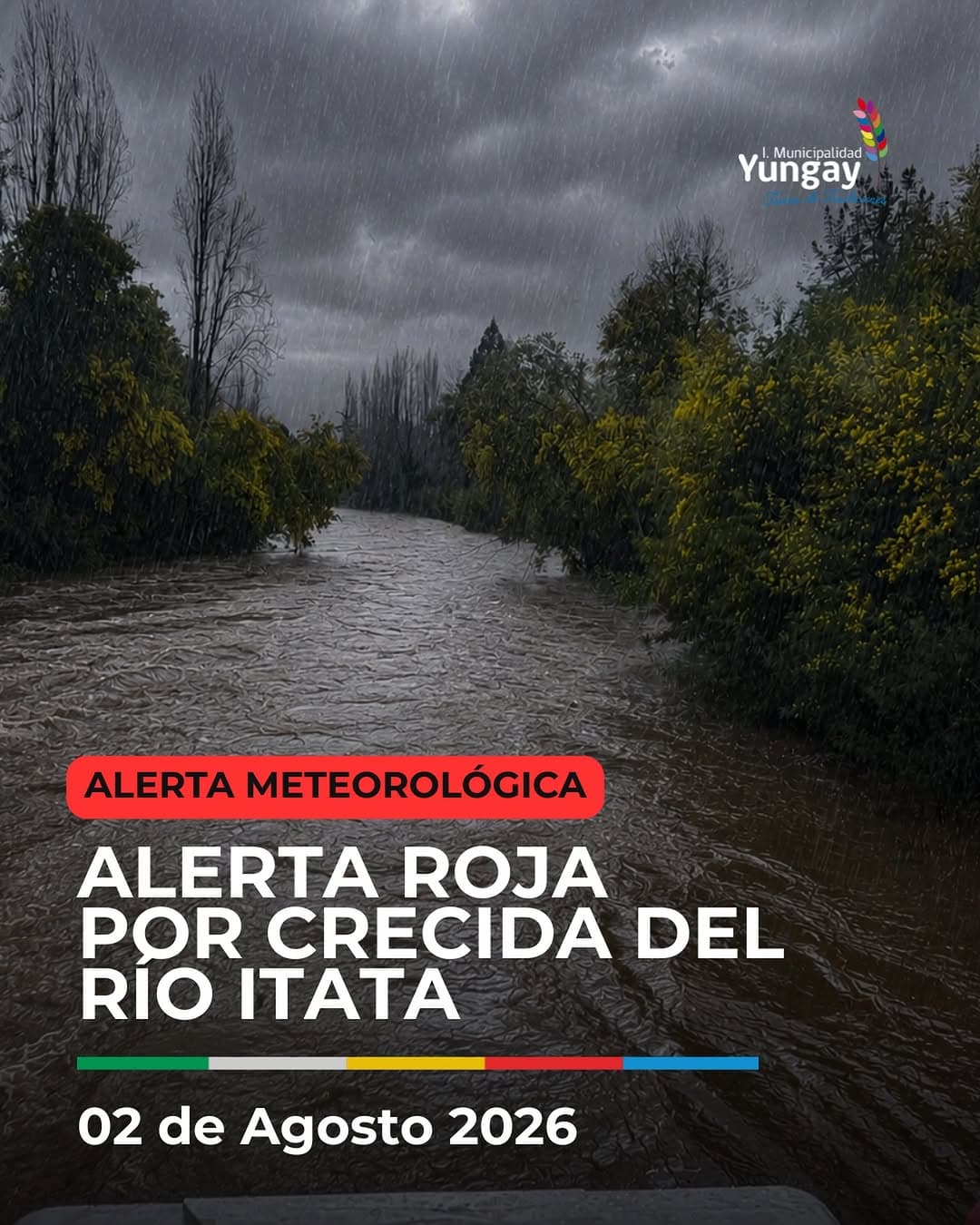 SENAPRED declara Alerta Roja por crecida del río Itata en 9 comunas del Biobío