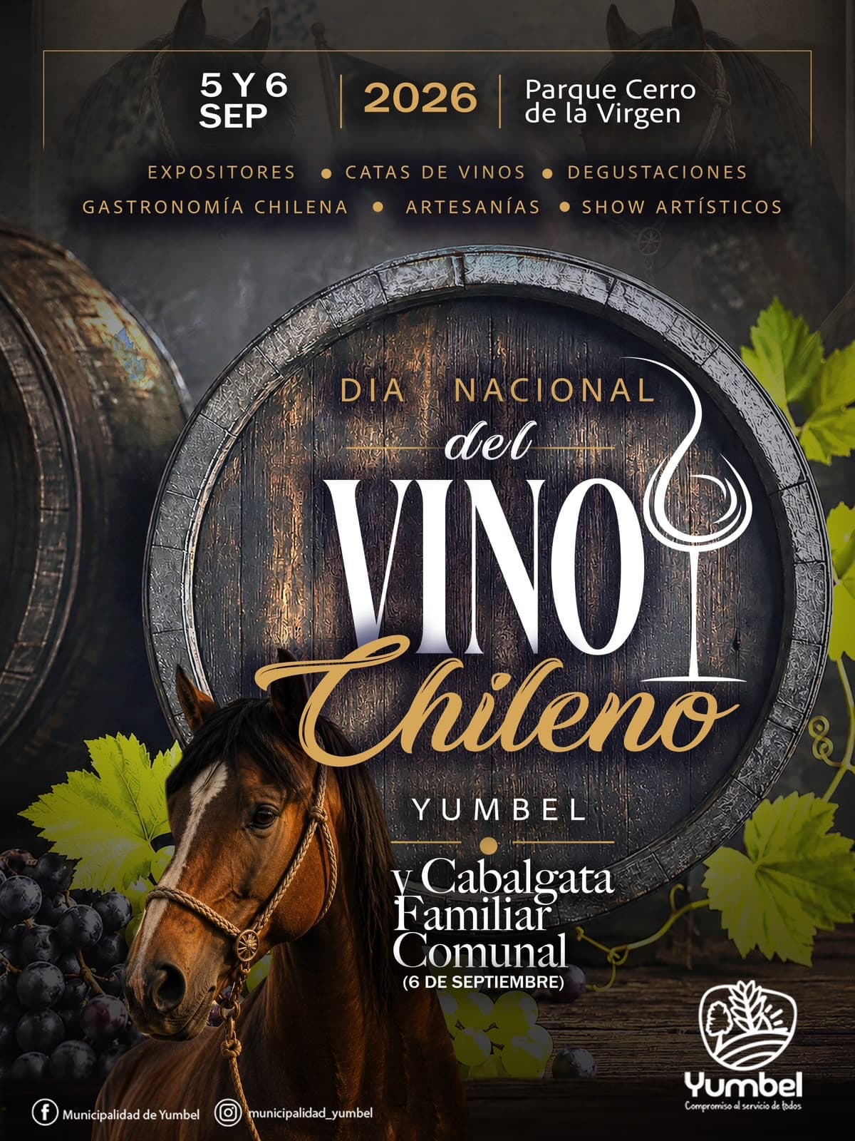 Día Nacional del Vino Chileno 2026 en Yumbel: catas, gastronomía y cabalgata familiar