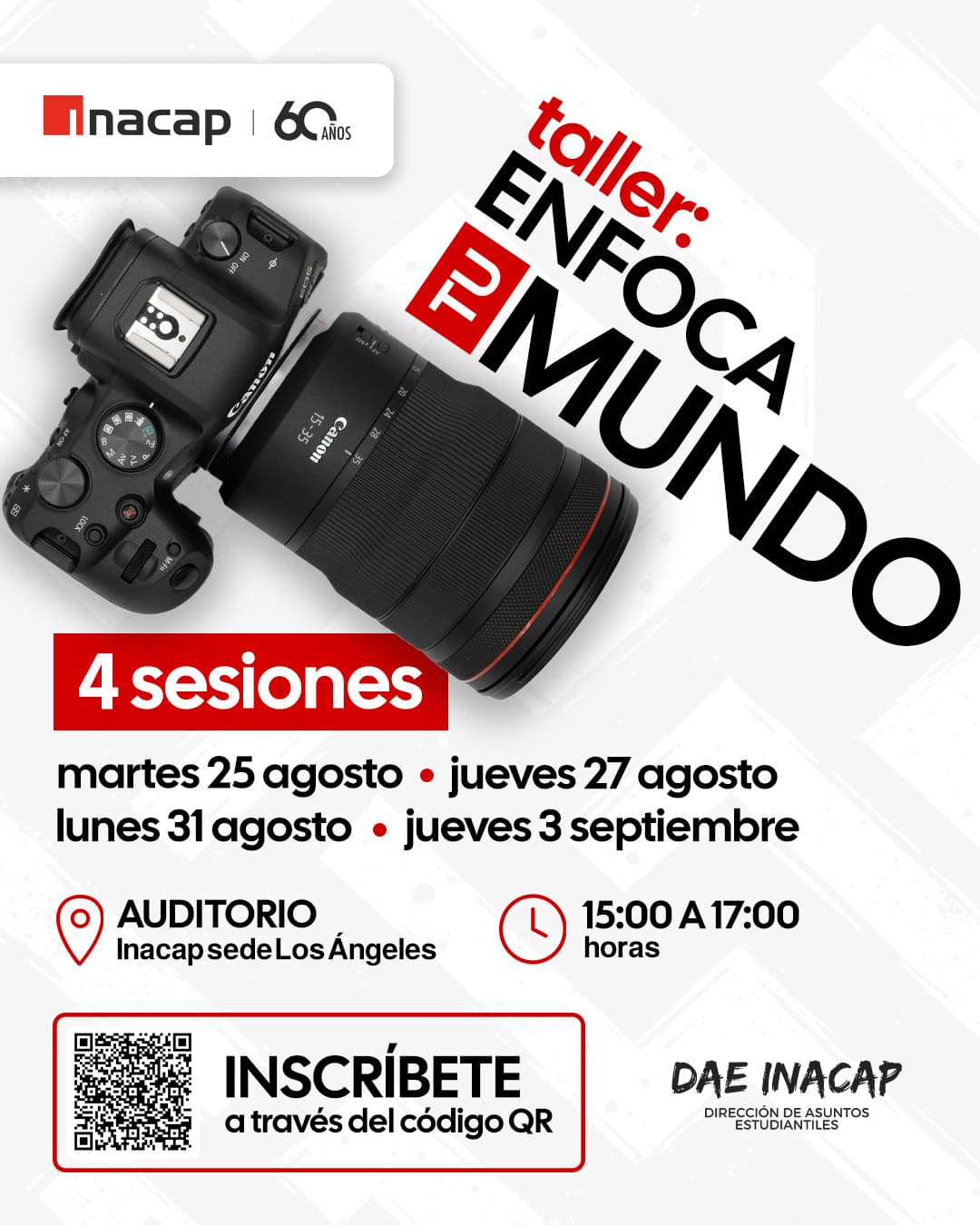 Taller de fotografía «Enfoca el Mundo» en INACAP Los Ángeles