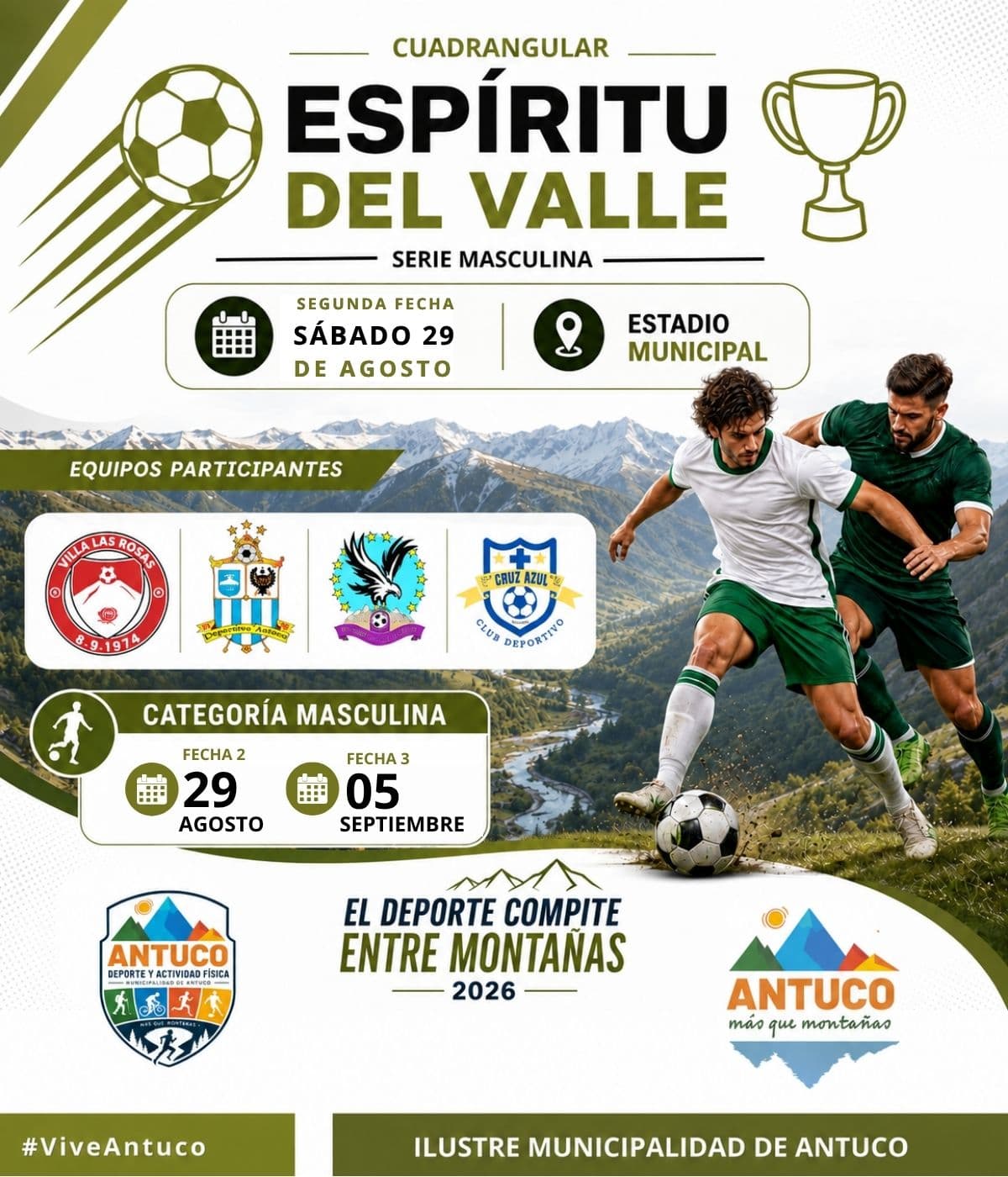 Cuadrangular de Fútbol «Espíritu del Valle» llega a su segunda fecha en Antuco