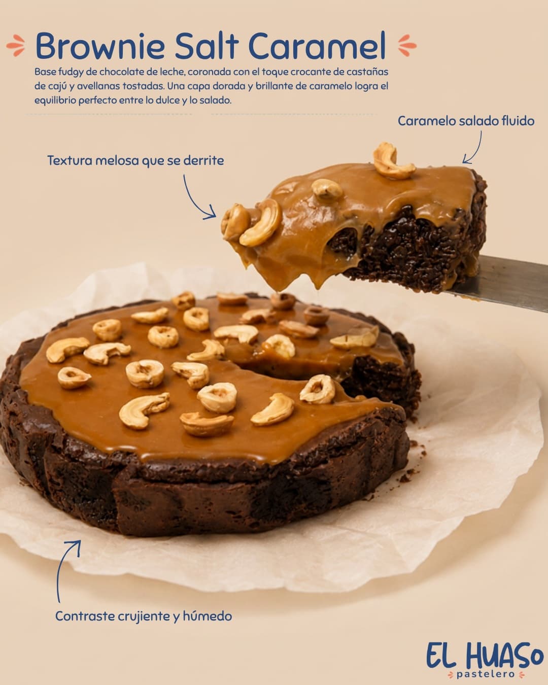 Brownie Salt Caramel: el equilibrio perfecto entre dulce y salado en El Huaso Pastelero