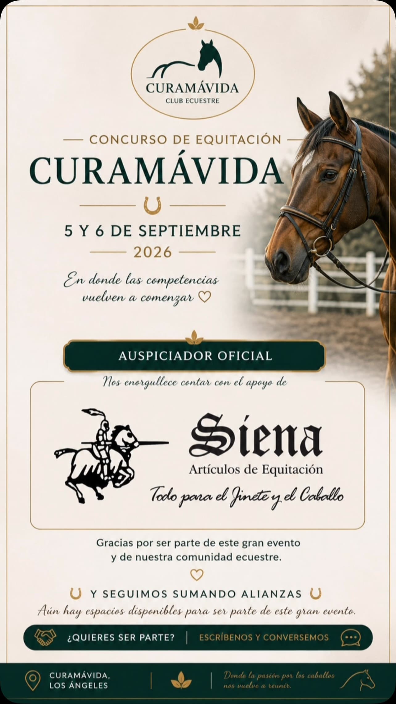 Concurso de Equitación Curamávida 2026 busca nuevos auspiciadores