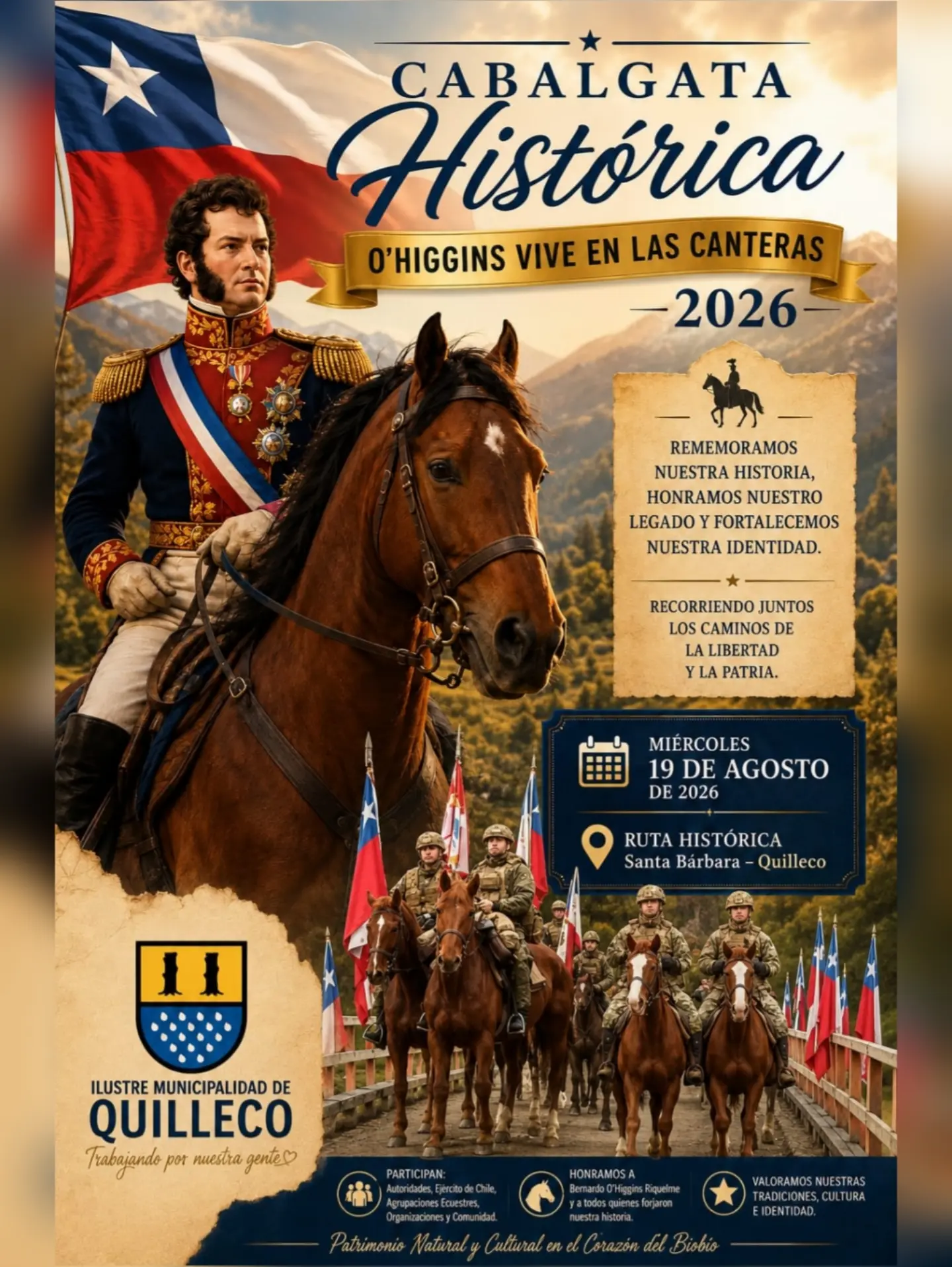 Cabalgata Histórica «O’Higgins vive en Las Canteras» recorrerá la Ruta Santa Bárbara – Quilleco
