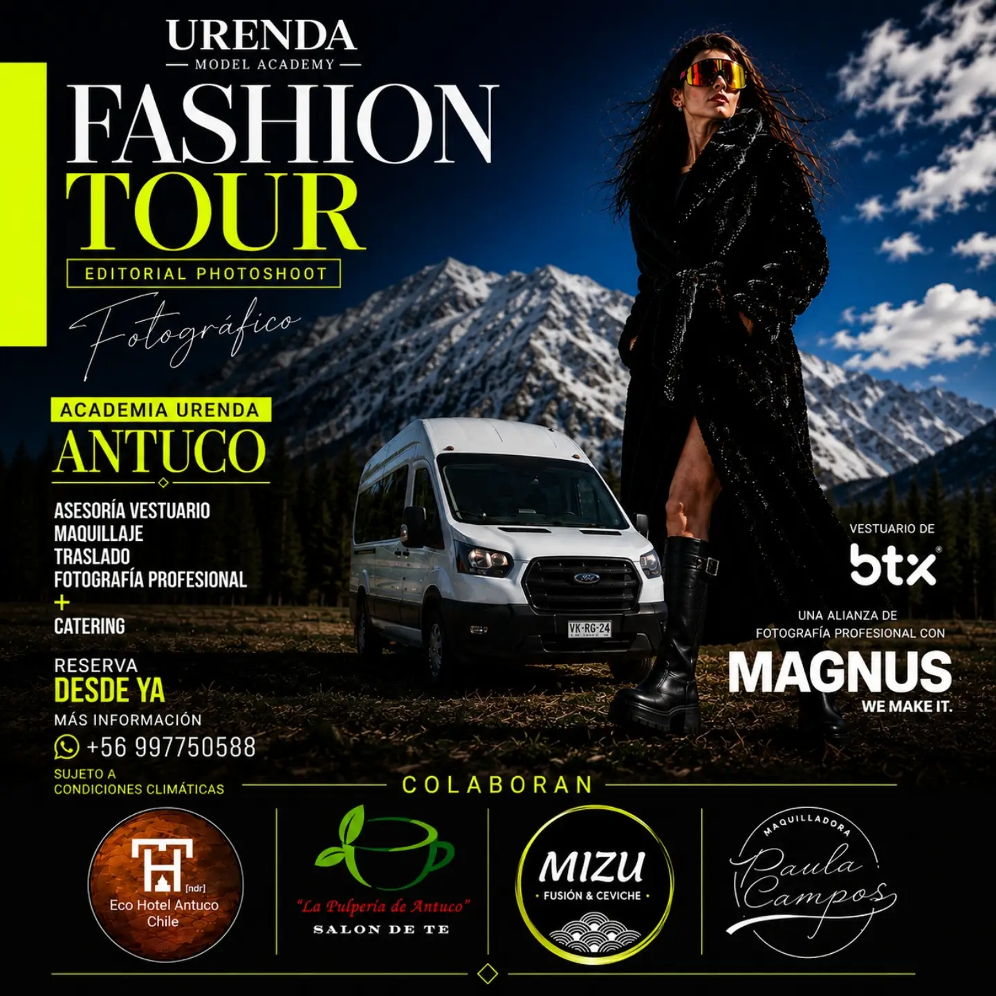 Fashion Tour Fotográfico en Antuco: Experiencia Editorial de Urenda Model Academy