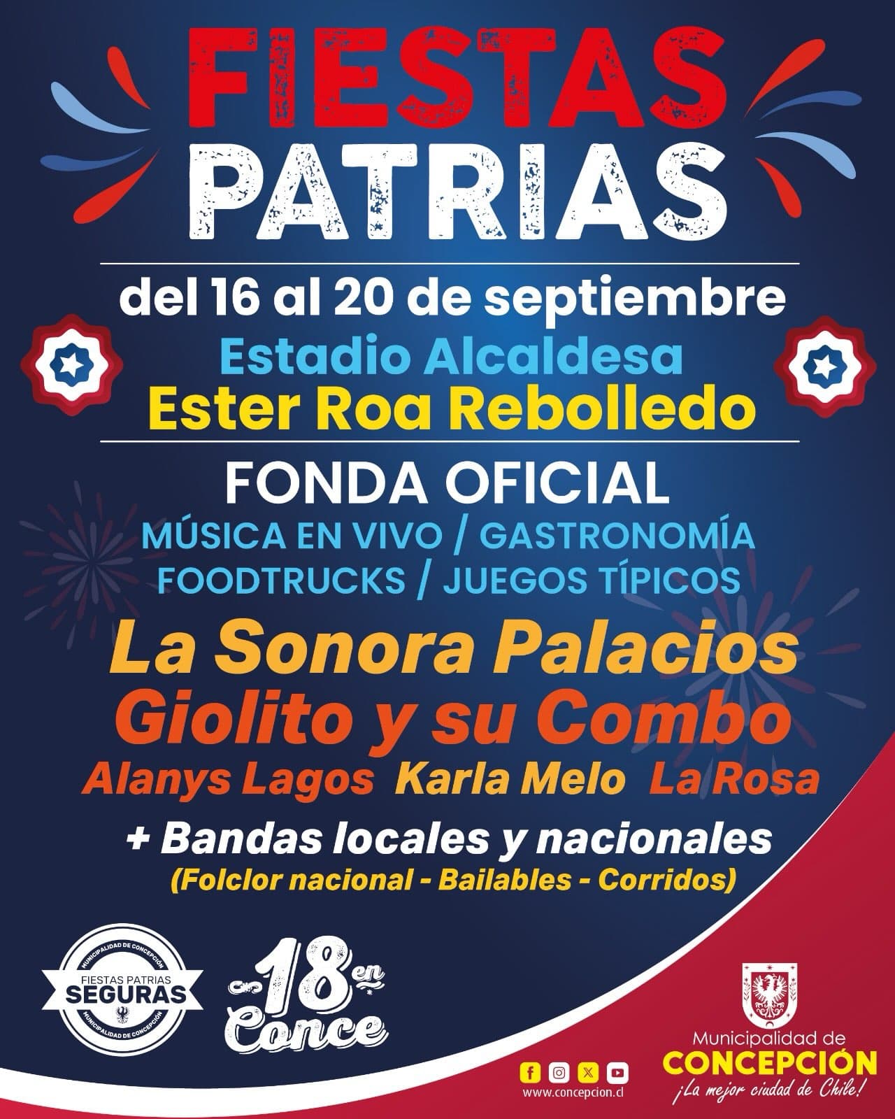 Fiestas Patrias en Concepción: «18 en Conce» en Estadio Ester Roa del 16 al 20 de septiembre