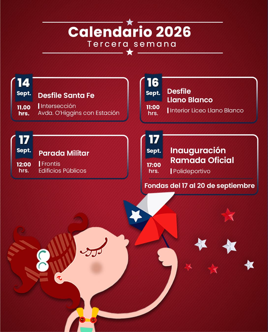 Calendario de Fiestas Patrias 2026 en Los Ángeles: Desfiles, Parada Militar y Ramada Oficial