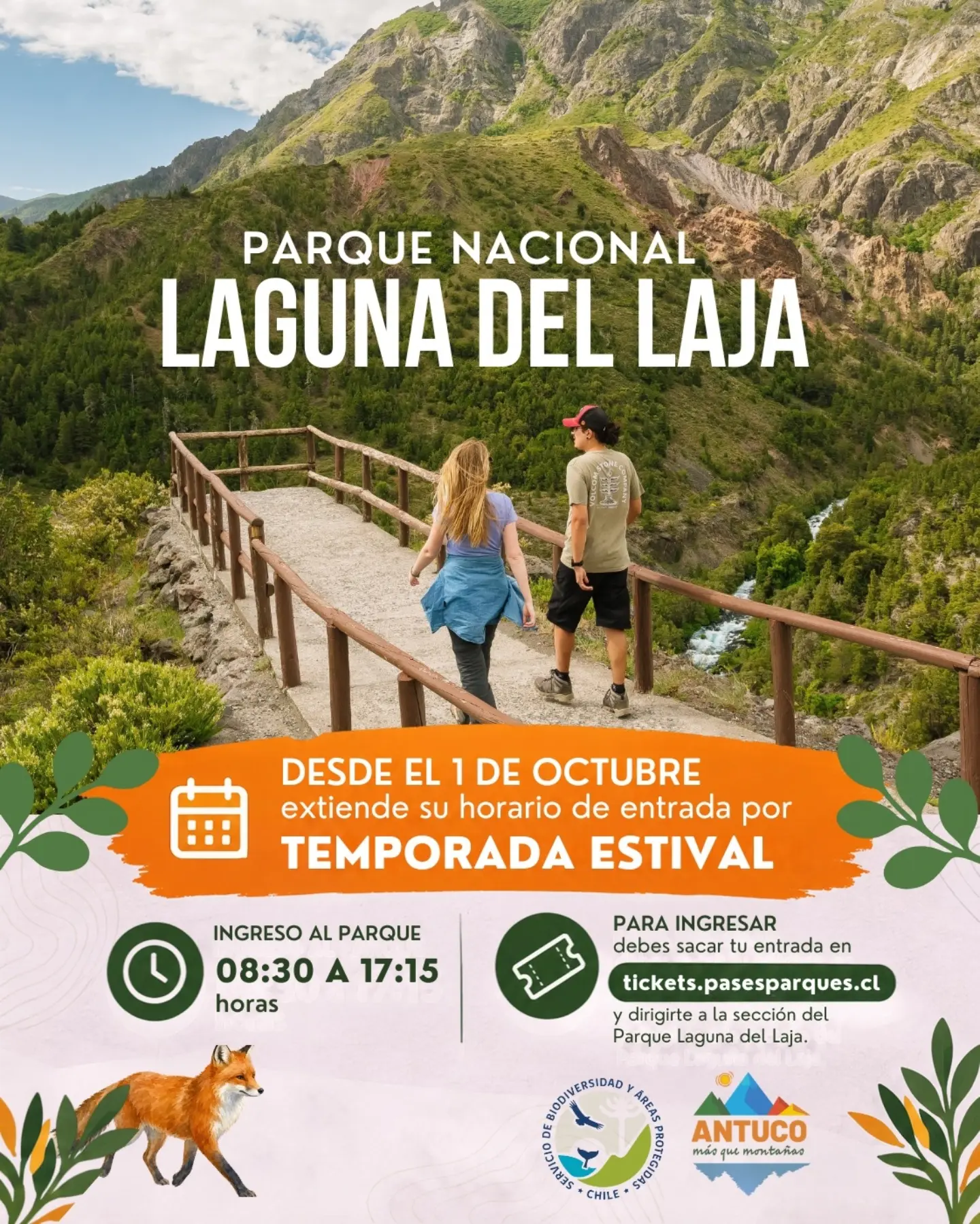 Parque Nacional Laguna del Laja extiende horario de entrada por temporada estival desde octubre