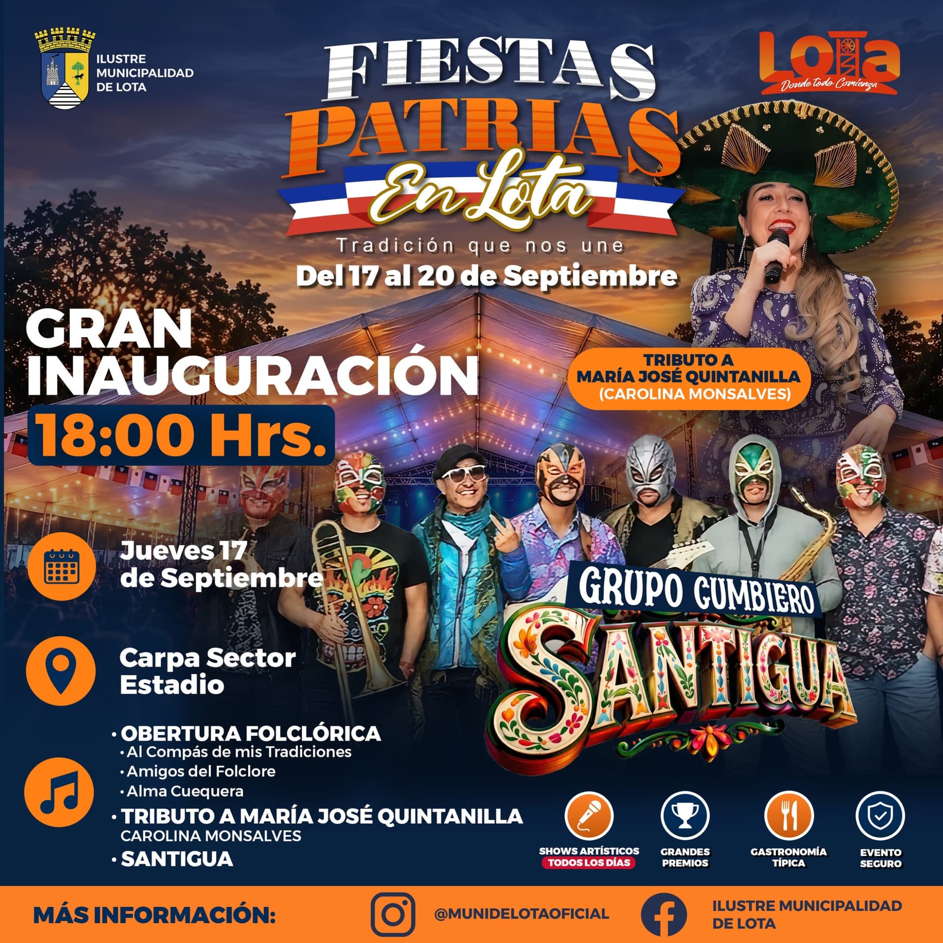 Lota inaugura sus Fiestas Patrias con tributo a María José Quintanilla y Santigua