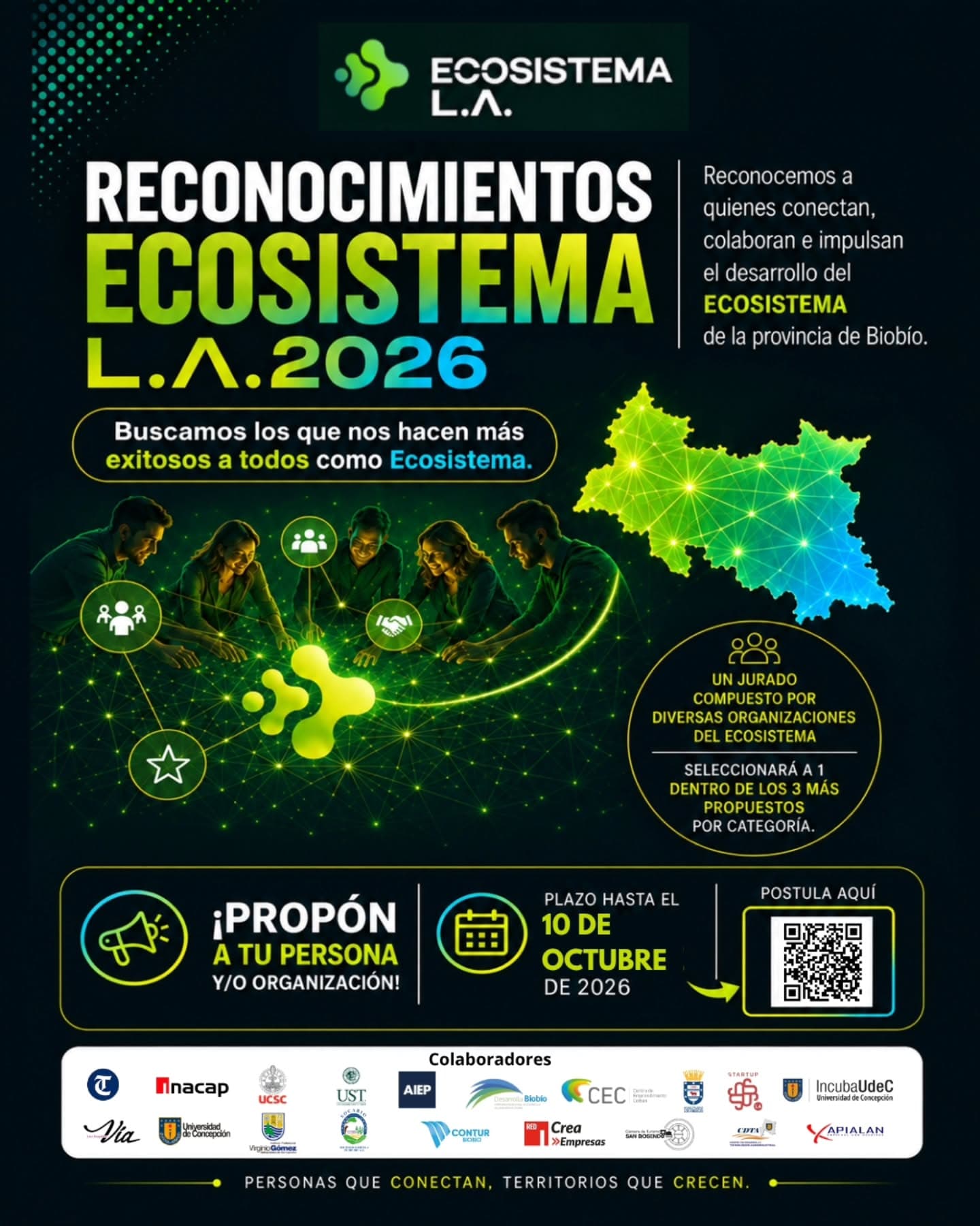 Reconocimientos Ecosistema L.A. 2026: Postulaciones Abiertas para Reconocer a los Protagonistas del Emprendimiento en Biobío