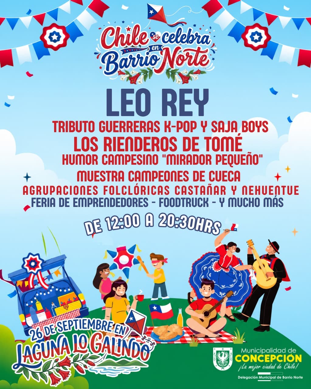 Chile se celebra en Barrio Norte: gran jornada familiar con Leo Rey en Laguna Lo Galindo