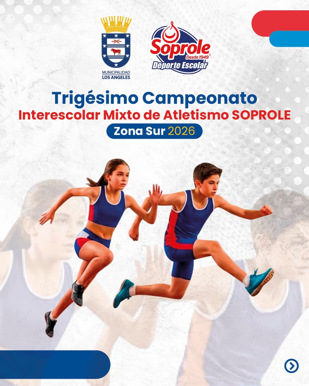 Trigésimo Campeonato Interescolar Mixto de Atletismo SOPROLE Zona Sur 2026 en Los Ángeles