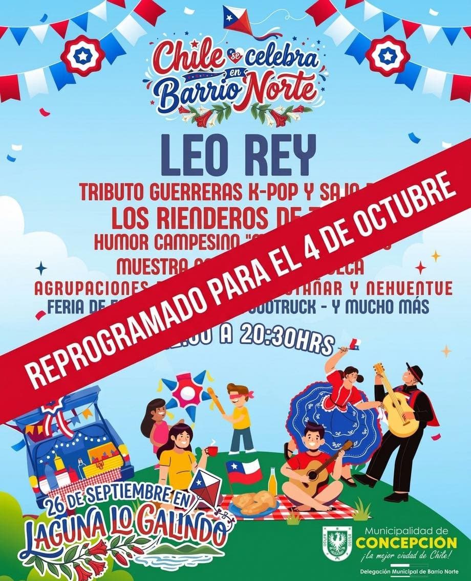 Chile se celebra en Barrio Norte se reprograma para el 4 de octubre en Concepción