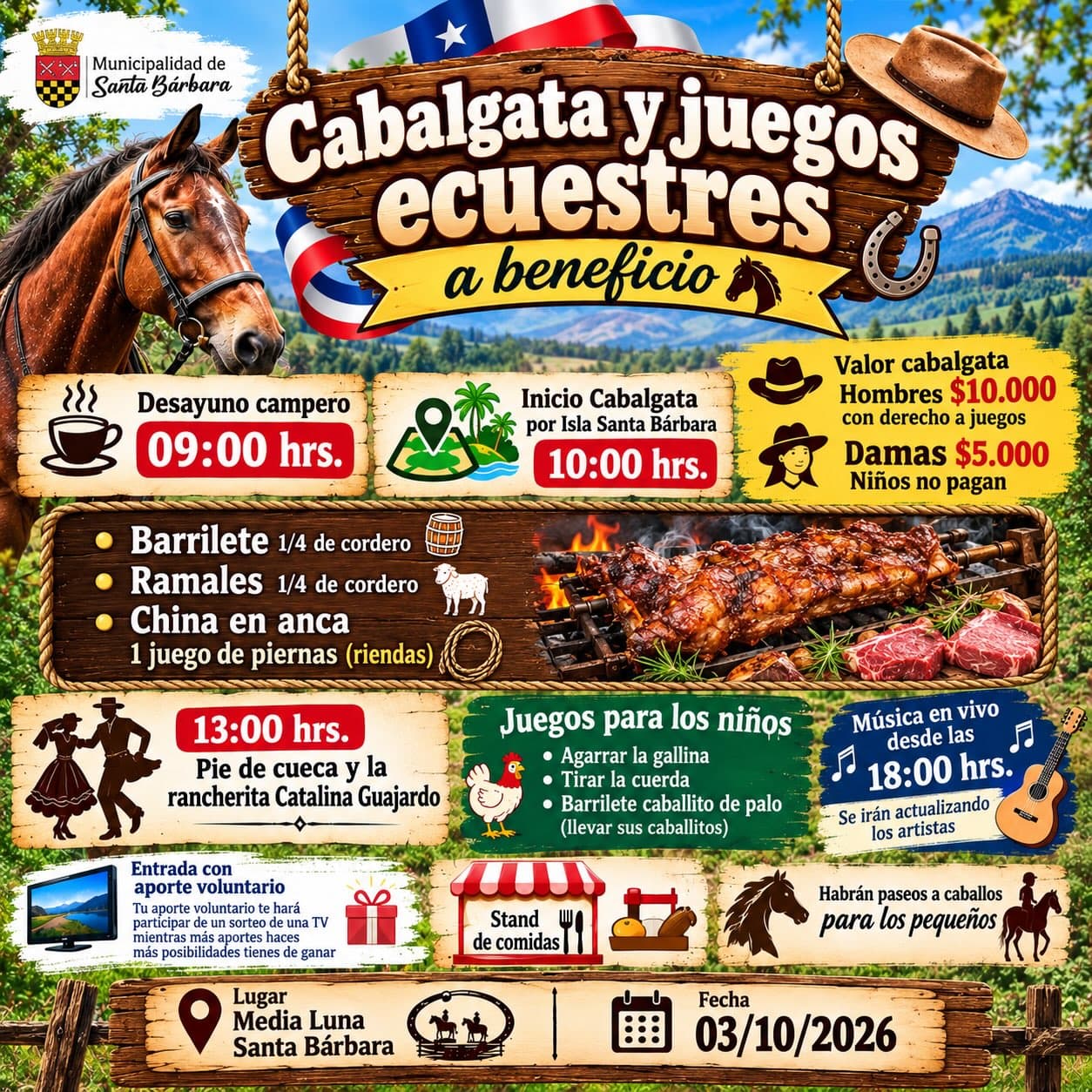 Gran Cabalgata y Juegos Ecuestres en Santa Bárbara – Jornada Familiar de Tradición