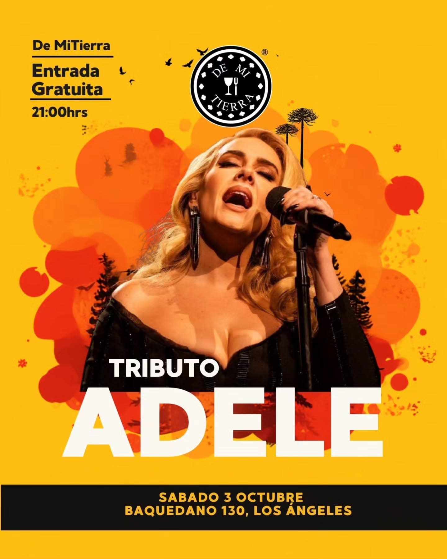 Tributo a Adele con entrada gratuita en De Mi Tierra Los Ángeles