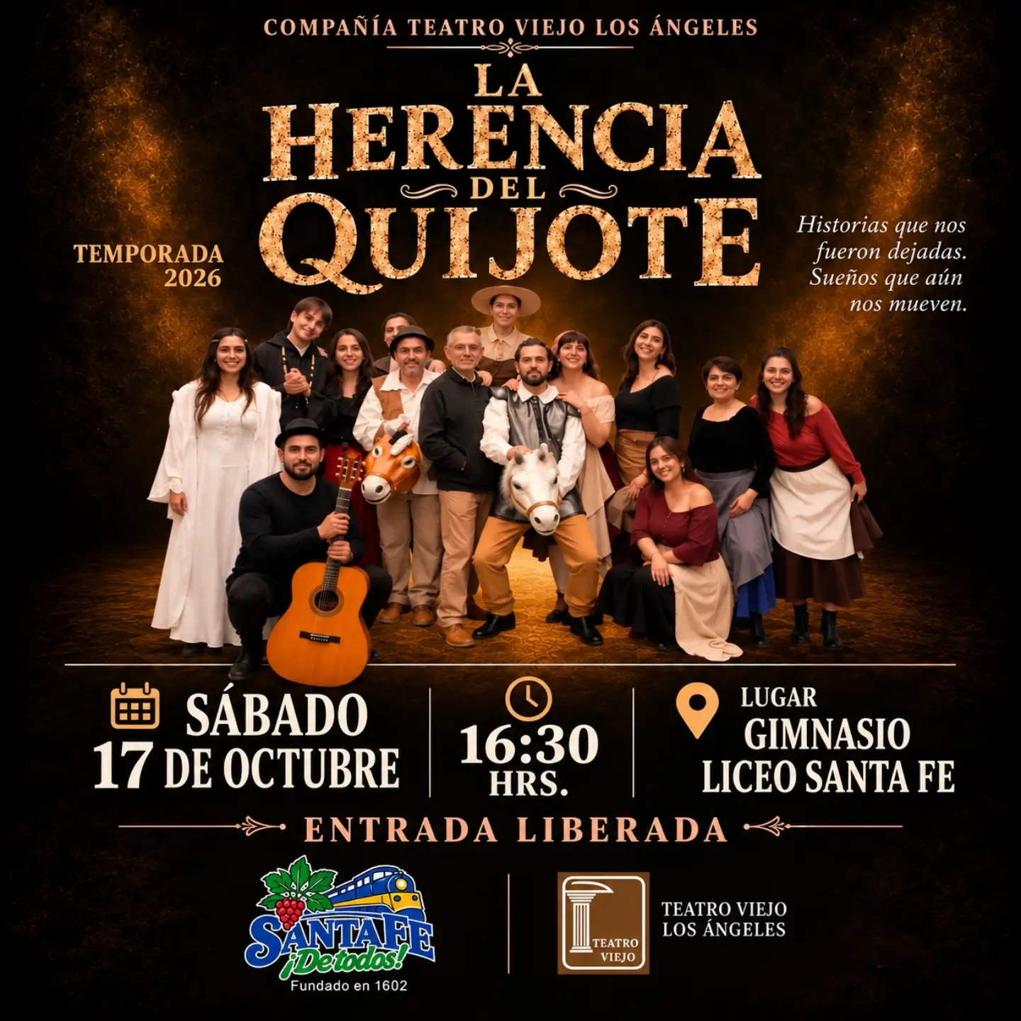 «La Herencia del Quijote» se presenta en el Liceo Santa Fe con entrada liberada