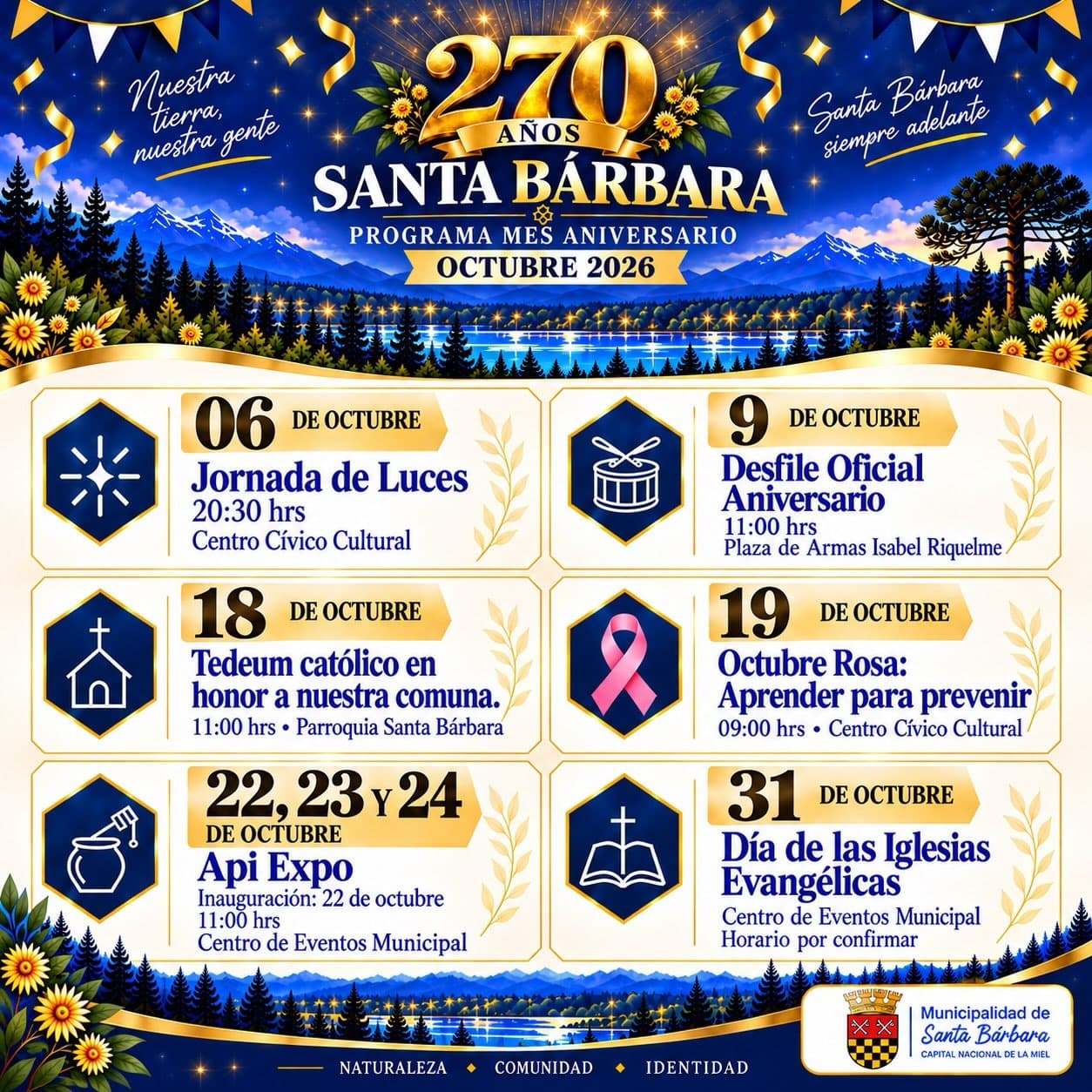 Santa Bárbara Celebra sus 270 Años con Programa Especial Durante Octubre 2026