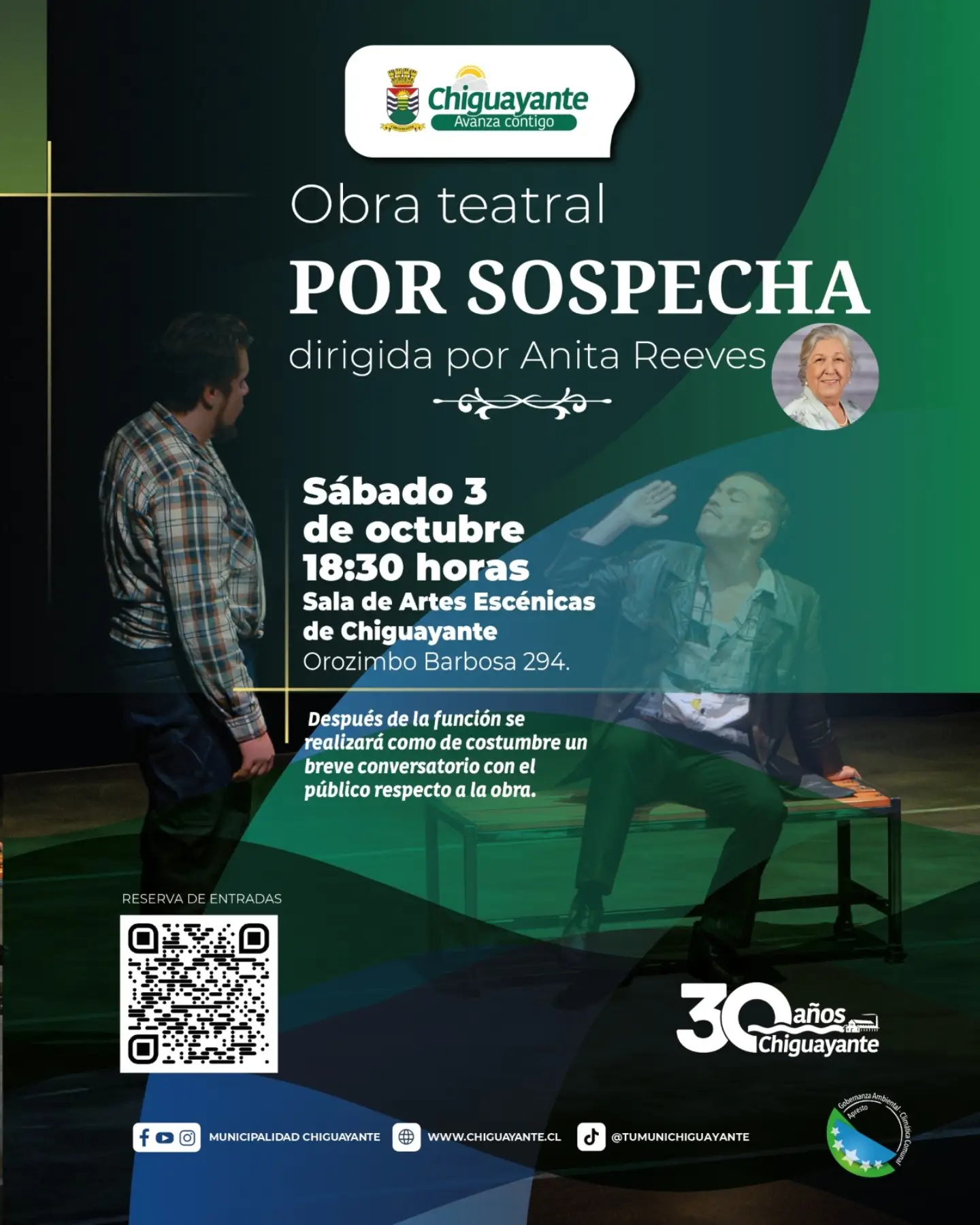 Obra teatral «Por Sospecha» llega a Chiguayante con dirección de Anita Reeves