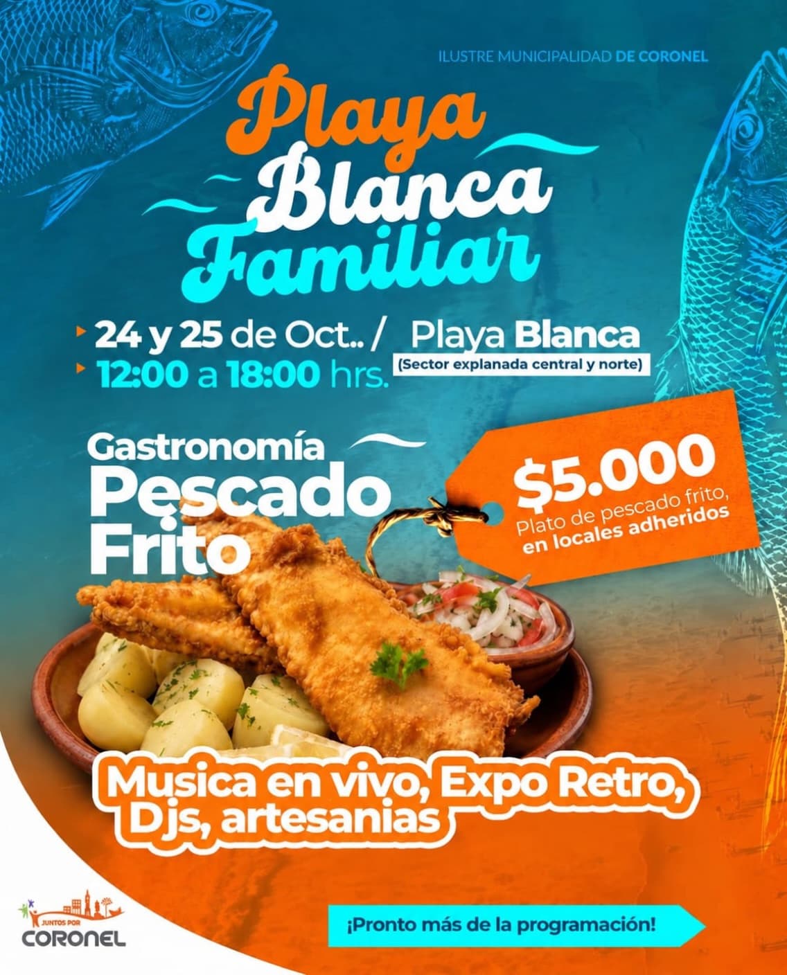 Playa Blanca Familiar: fin de semana con gastronomía, música y artesanías en Coronel