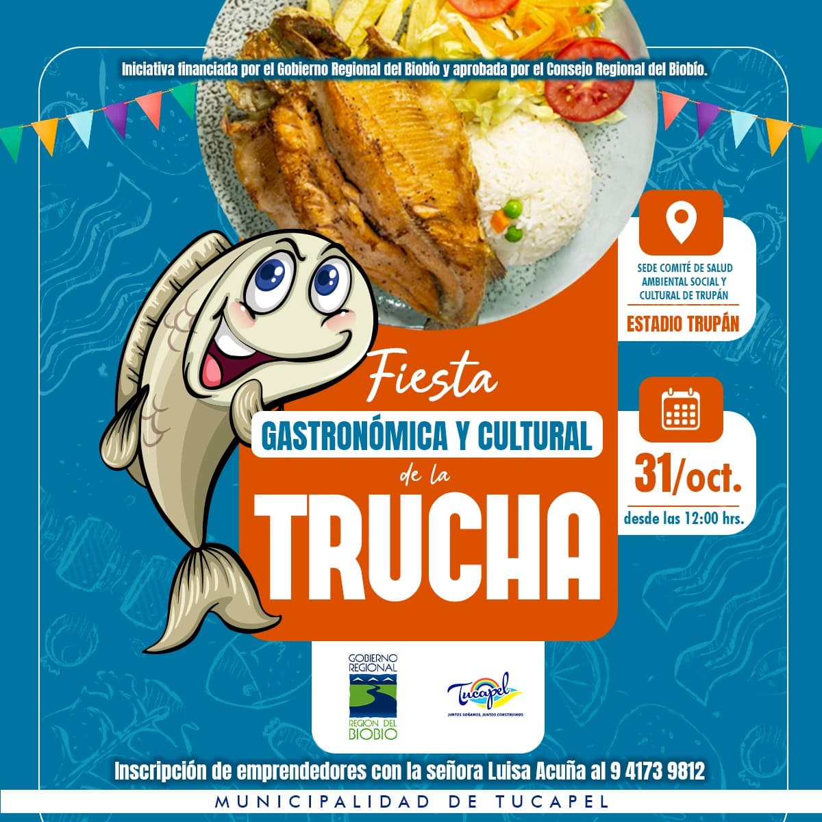 Fiesta Gastronómica y Cultural de la Trucha en Trupán: Invitan a emprendedores a participar