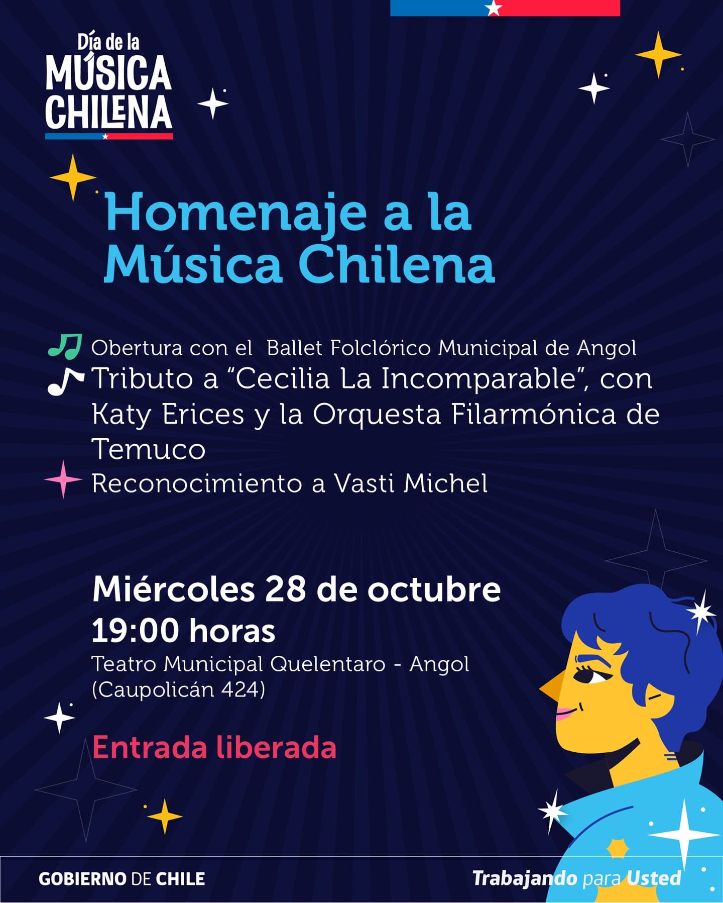 Homenaje a la Música Chilena con Katy Erices y la Orquesta Filarmónica de Temuco en Angol